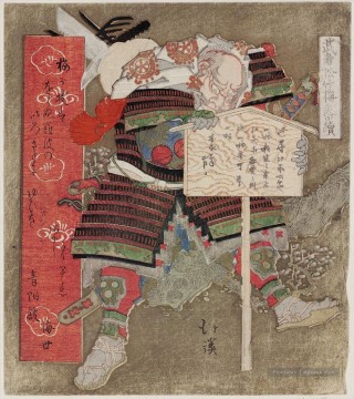 Benkei et le prunier 1828 Totoya Hokkei japonais Peinture à l'huile